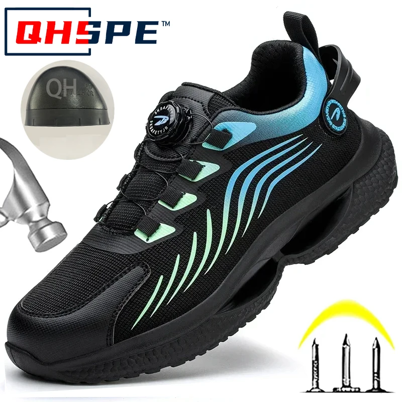 Rotating Button New Safety Shoes Men Anti-smash Anti-puncture Work Shoes Fashion Men Sport Shoes Security Protective Boots Men - Image 2