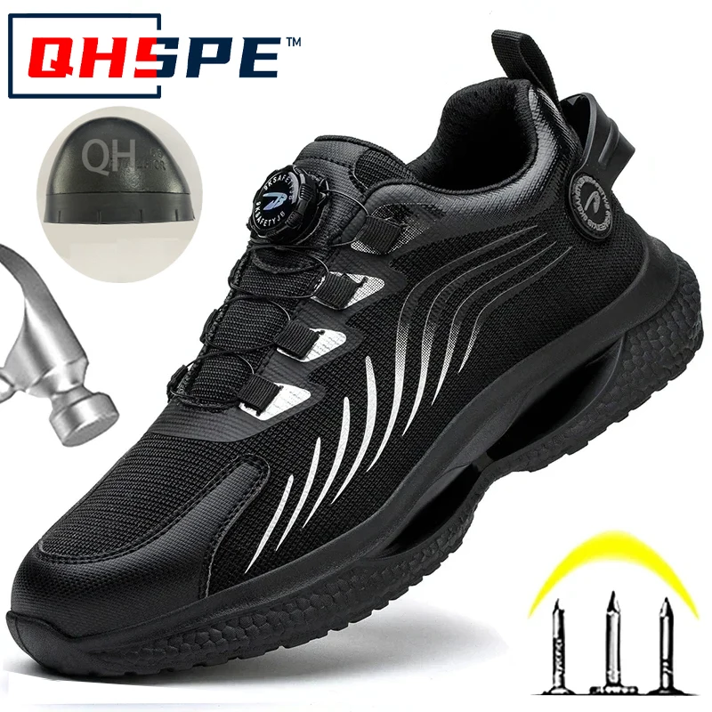 Rotating Button New Safety Shoes Men Anti-smash Anti-puncture Work Shoes Fashion Men Sport Shoes Security Protective Boots Men - Image 3