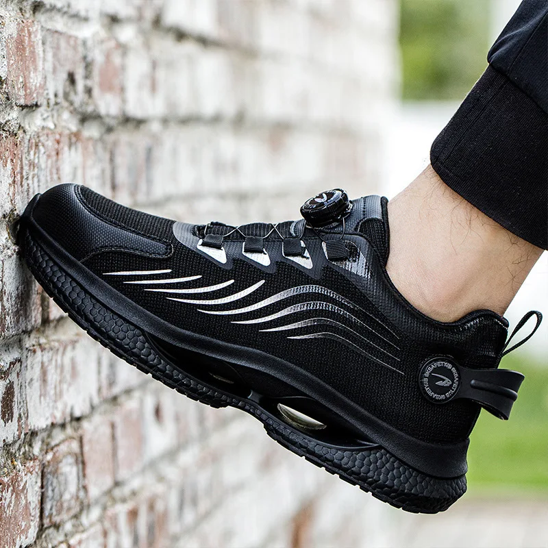 Rotating Button New Safety Shoes Men Anti-smash Anti-puncture Work Shoes Fashion Men Sport Shoes Security Protective Boots Men - Image 4