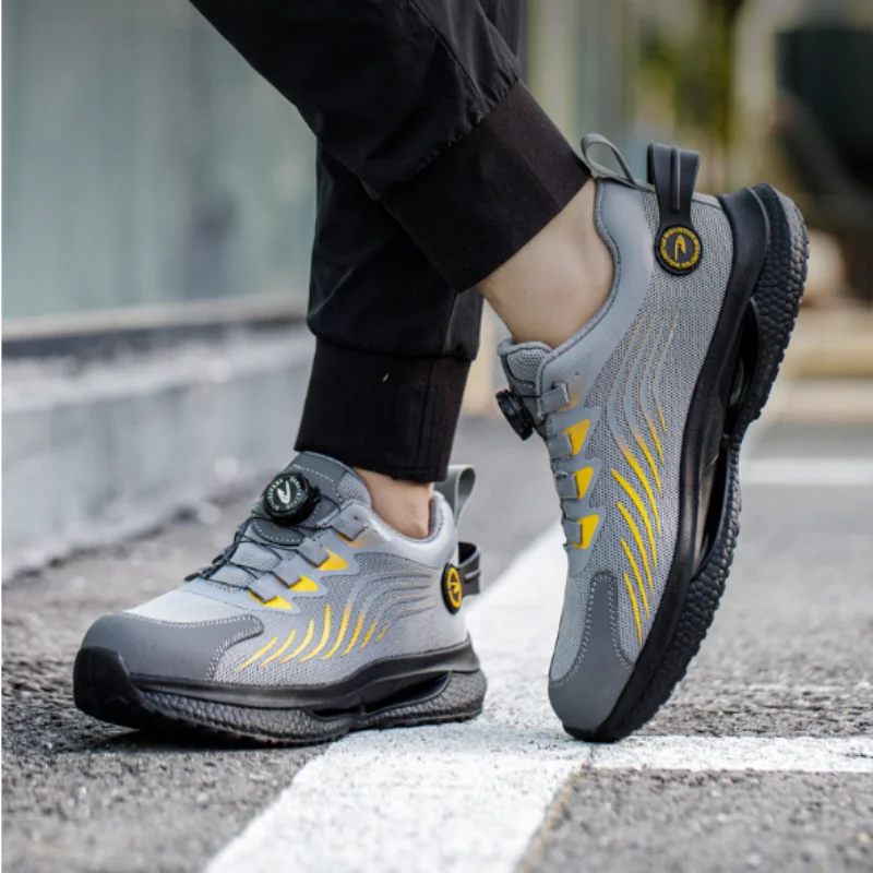 Rotating Button New Safety Shoes Men Anti-smash Anti-puncture Work Shoes Fashion Men Sport Shoes Security Protective Boots Men - Image 5