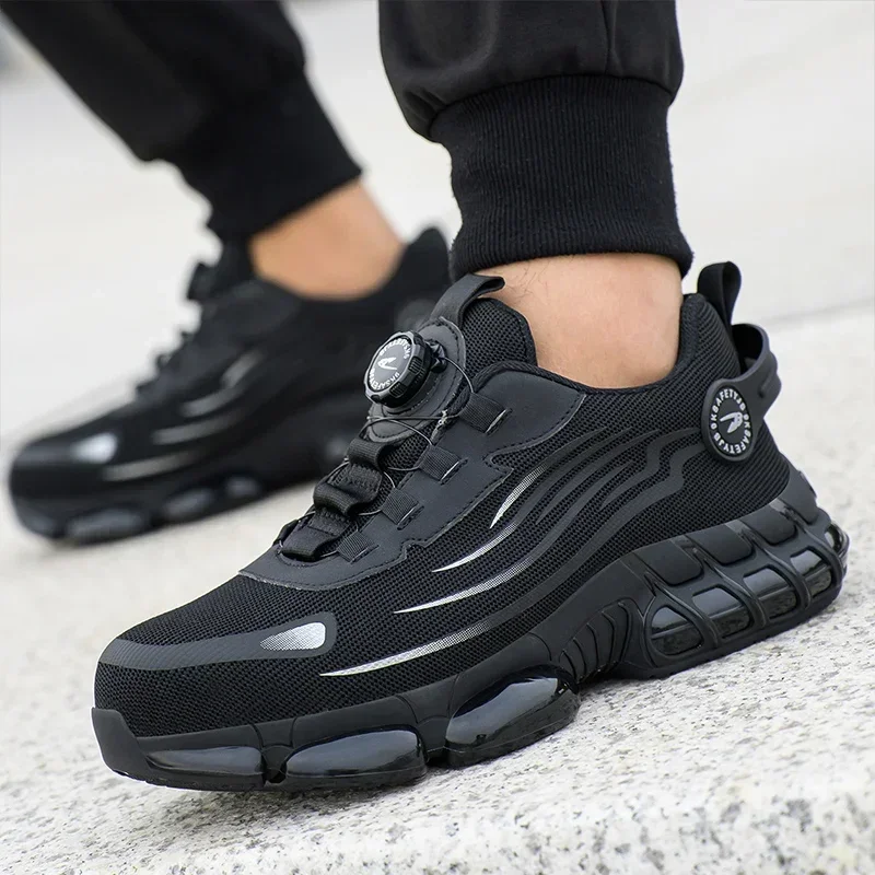Rotating Button New Safety Shoes Men Anti-smash Anti-puncture Work Shoes Fashion Men Sport Shoes Security Protective Boots Men - Image 6