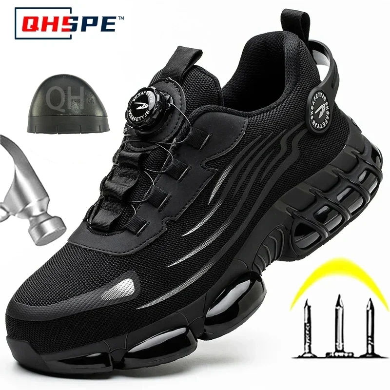 Rotating Button New Safety Shoes Men Anti-smash Anti-puncture Work Shoes Fashion Men Sport Shoes Security Protective Boots Men - Image 2