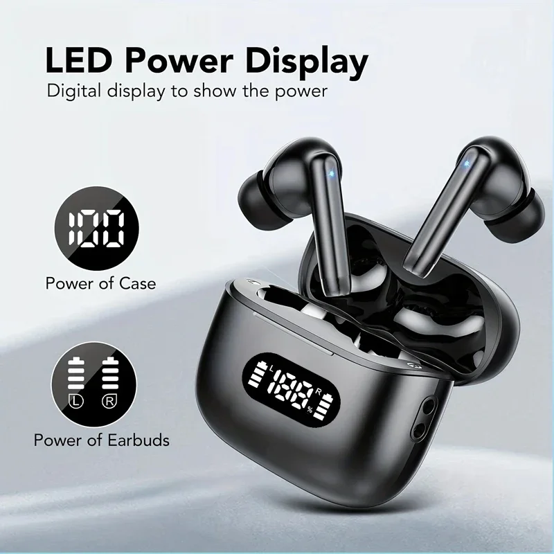 UYUXIO Wireless Earphone 40dB Noise Cancelling Bluetooth 5.3 Headphone ENC with LED Display HD TWS Earbuds Transparency Mode - Image 3