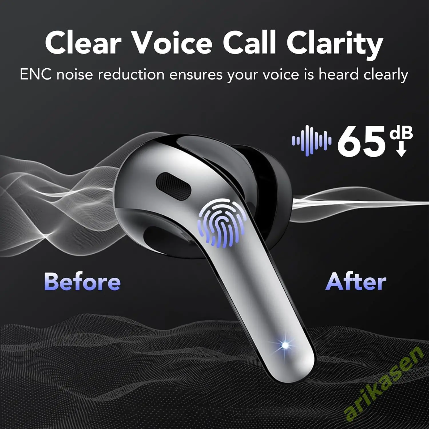 Wireless Bluetooth Earbuds Headphones 52 Hrs Playtime IPX7 Waterproof 4 Mic Call Noise Cancelling with LED Display Charging Case - Image 4