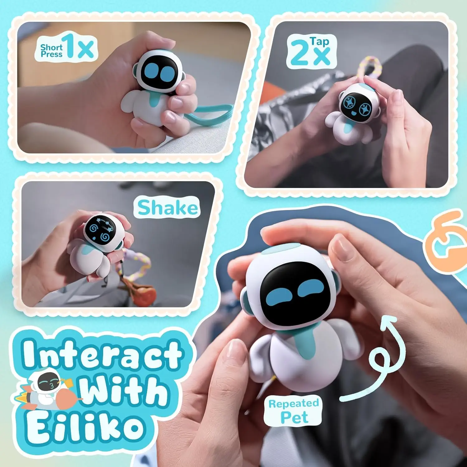 ENERGIZE LAB Eiliko Aquamarine Your Tiny AI Charm Robot That Matches Every Daily Outfit, Fun Electronic Pendant Toys For Kids - Image 3