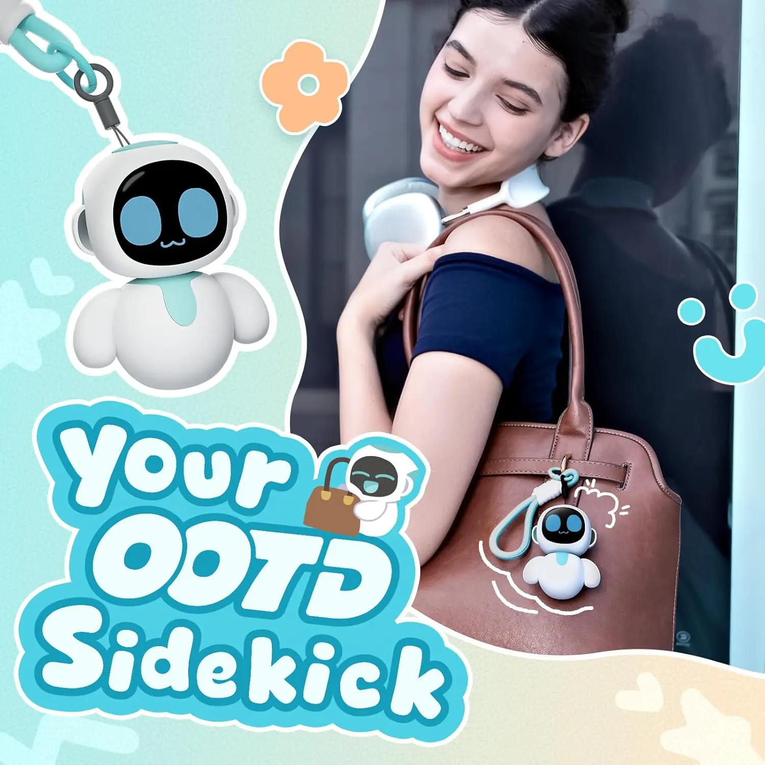 ENERGIZE LAB Eiliko Aquamarine Your Tiny AI Charm Robot That Matches Every Daily Outfit, Fun Electronic Pendant Toys For Kids - Image 4