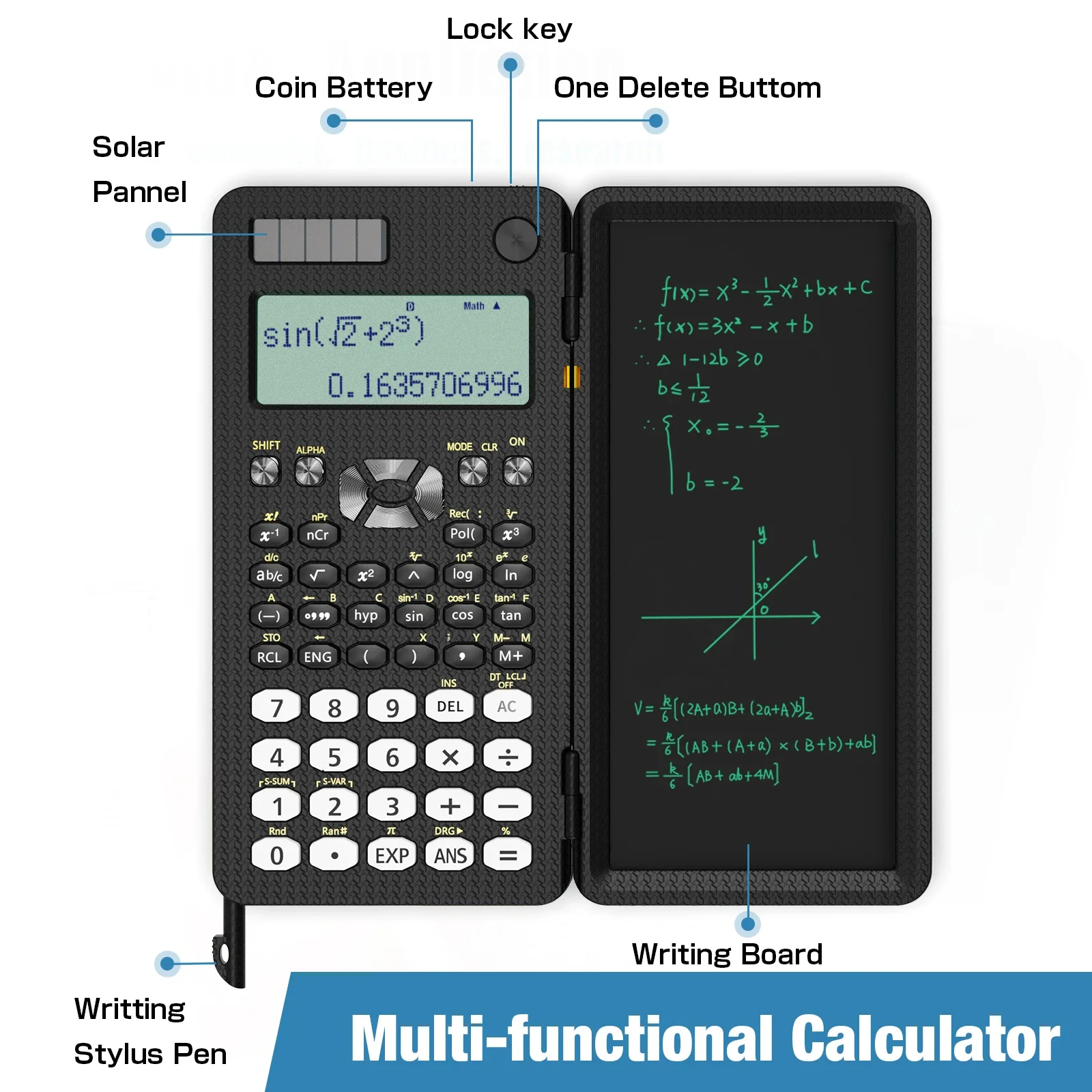 Mini Scientific Calculator with Writing Tablet Calculators Notepad Memo Office Electronics School Supplies 991es Ms EX 82ms NEW - Image 2