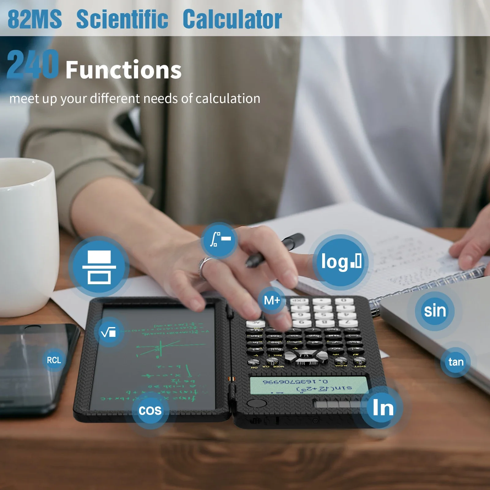 Mini Scientific Calculator with Writing Tablet Calculators Notepad Memo Office Electronics School Supplies 991es Ms EX 82ms NEW - Image 3