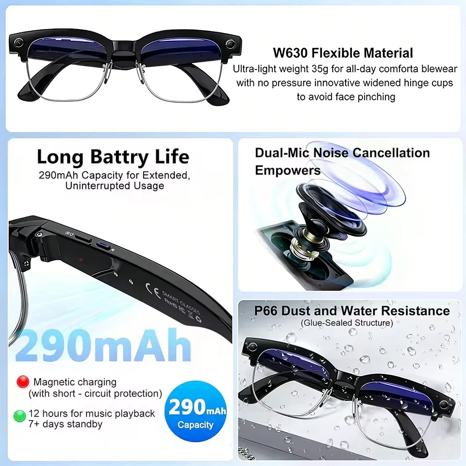 2026New 800W Pixel Camera Smart Glasses Men Video Recording AI Photo Recognition Bluetooth Call Voice Translation Sunglasses Man - Image 3