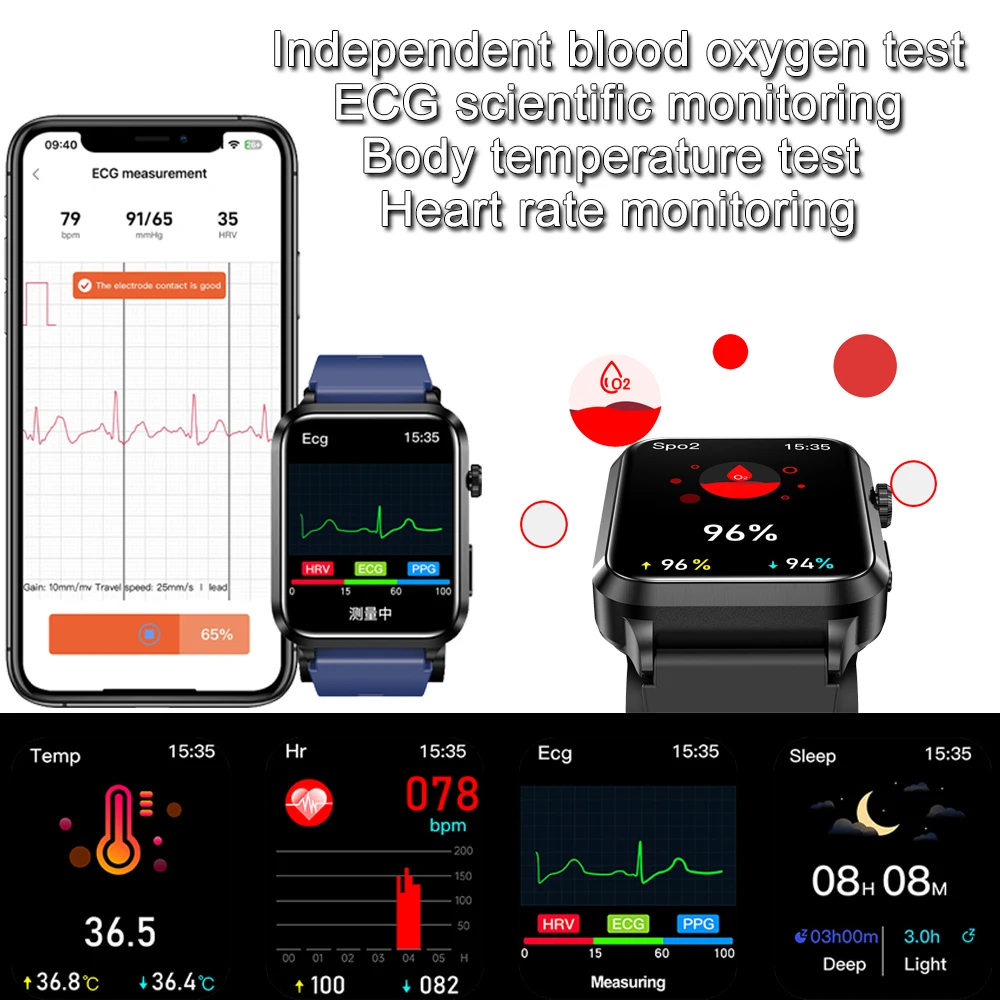 2026 New Airbag Smart Watch man air Pump ECG True Accurately Blood Pressure health watch Uric Acid Blood Lipids watch - Image 6