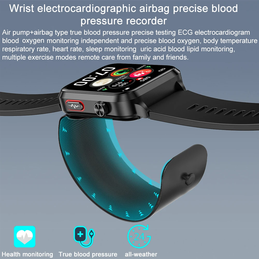 2026 New Airbag Smart Watch man air Pump ECG True Accurately Blood Pressure health watch Uric Acid Blood Lipids watch - Image 2