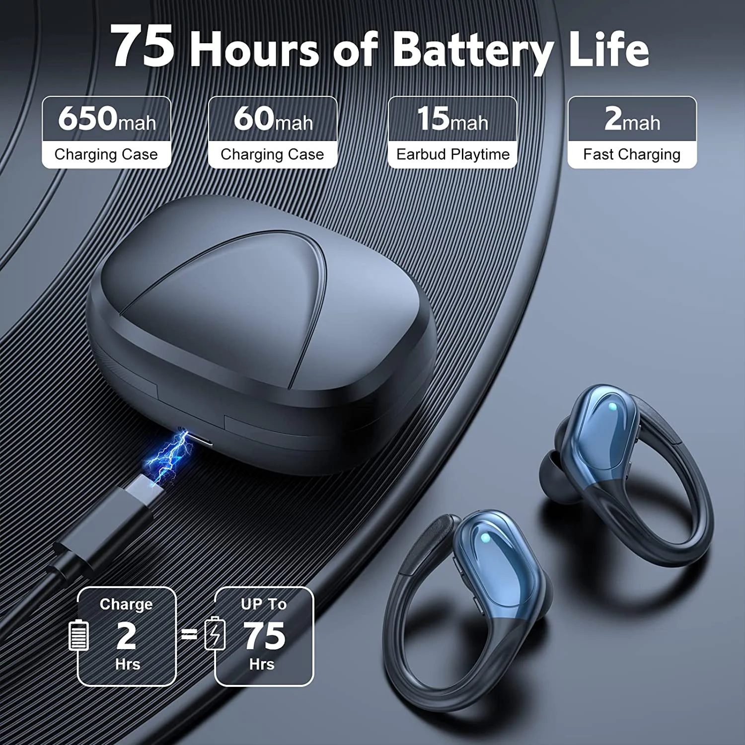 BX17 Bluetooth Earphones Tws Ear Hook Bluetooth 5.3 Running Sports Stereo Buttons Control With Microphone Wireless Headphones - Image 2