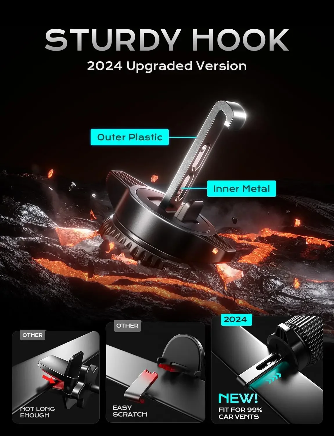 UYUXIO Wireless Car Charger Super Fast Charging Auto Clamping Air Vent Car Phone Holder for iPhone 16 15 14 Pro Max Samsung - Image 5