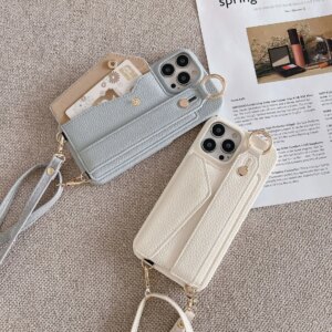 Crossbody Wrist Strap Wallet Leather Cover For iPhone 17 Air 16 15 14 13 12 11 Pro Max Phone Case With Card Slot Holder Lanyard