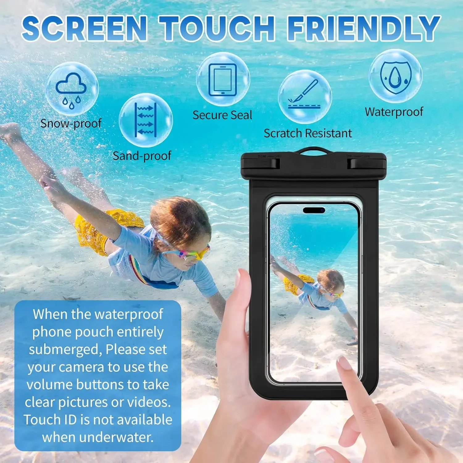 Floating Waterproof Phone Pouch Universal Water Resistant Phone Case Under 7.2 Inches Phone Dry Bag Essential for Water Sport - Image 3