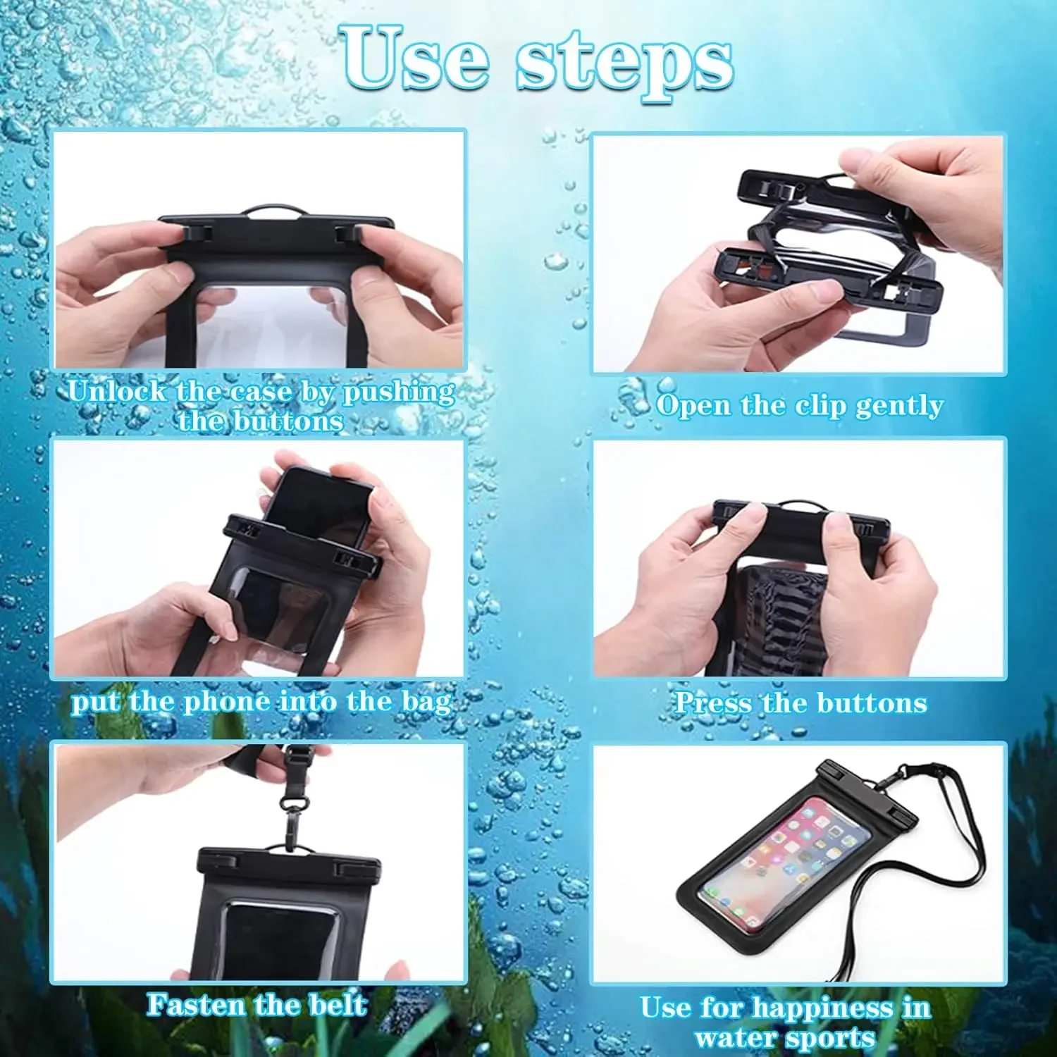 Floating Waterproof Phone Pouch Universal Water Resistant Phone Case Under 7.2 Inches Phone Dry Bag Essential for Water Sport - Image 5