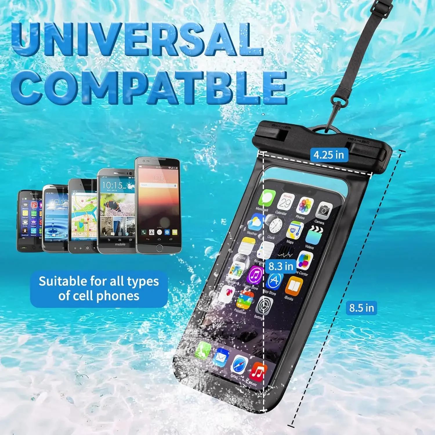 Floating Waterproof Phone Pouch Universal Water Resistant Phone Case Under 7.2 Inches Phone Dry Bag Essential for Water Sport - Image 2