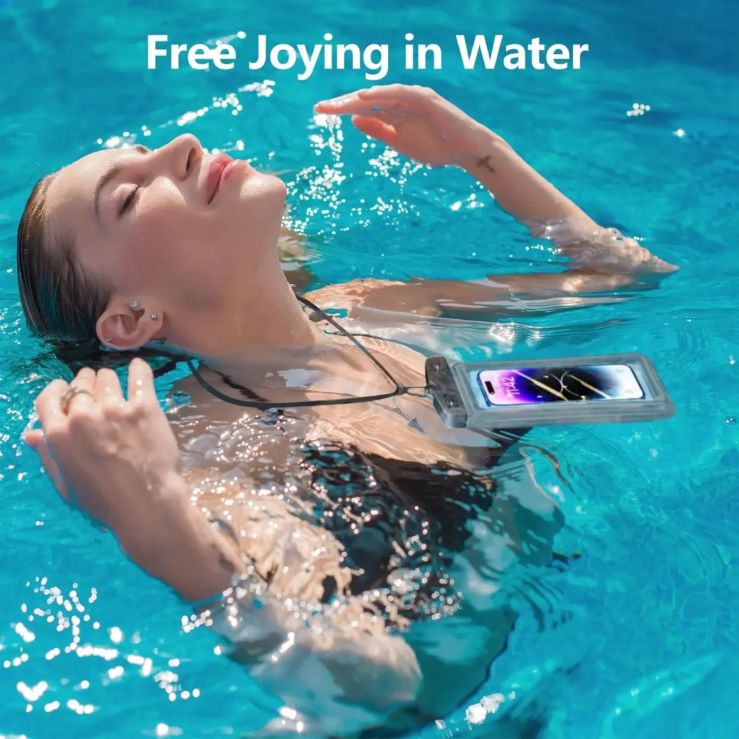 Floating Waterproof Phone Pouch Universal Water Resistant Phone Case Under 7.2 Inches Phone Dry Bag Essential for Water Sport - Image 4