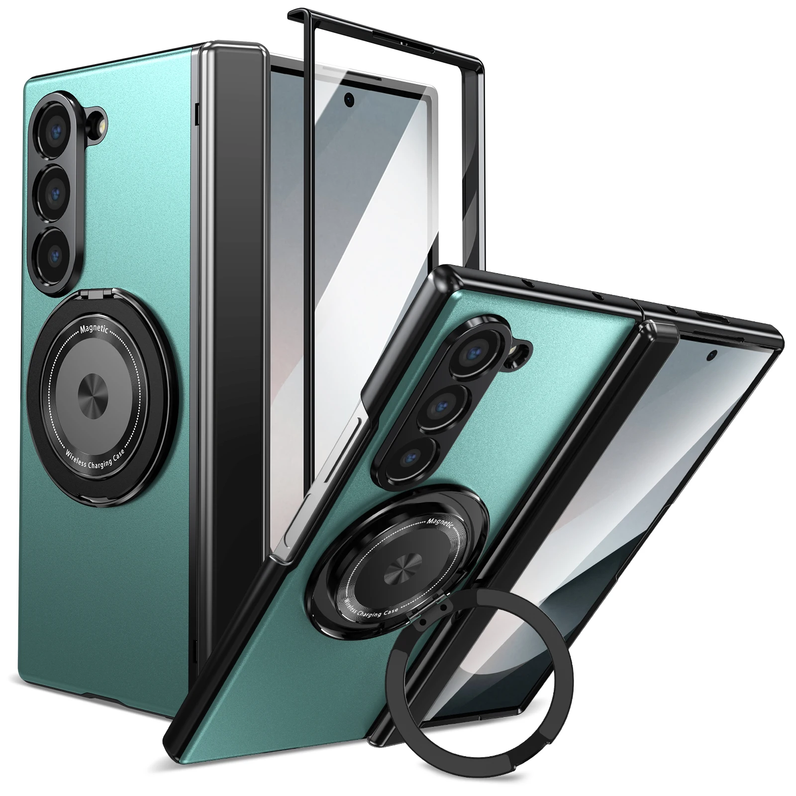 VIETAO Aluminum Alloy Plate PC Back Cover Z Fold 7 Phone Case With 360° Rotatable Magnet Metal Bracket For Galaxy Z Fold 7/6/5/4 - Image 2