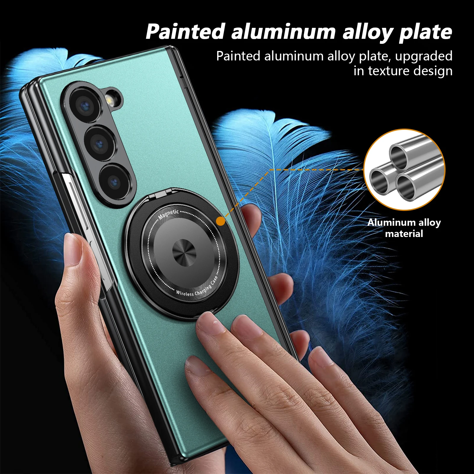 VIETAO Aluminum Alloy Plate PC Back Cover Z Fold 7 Phone Case With 360° Rotatable Magnet Metal Bracket For Galaxy Z Fold 7/6/5/4 - Image 3