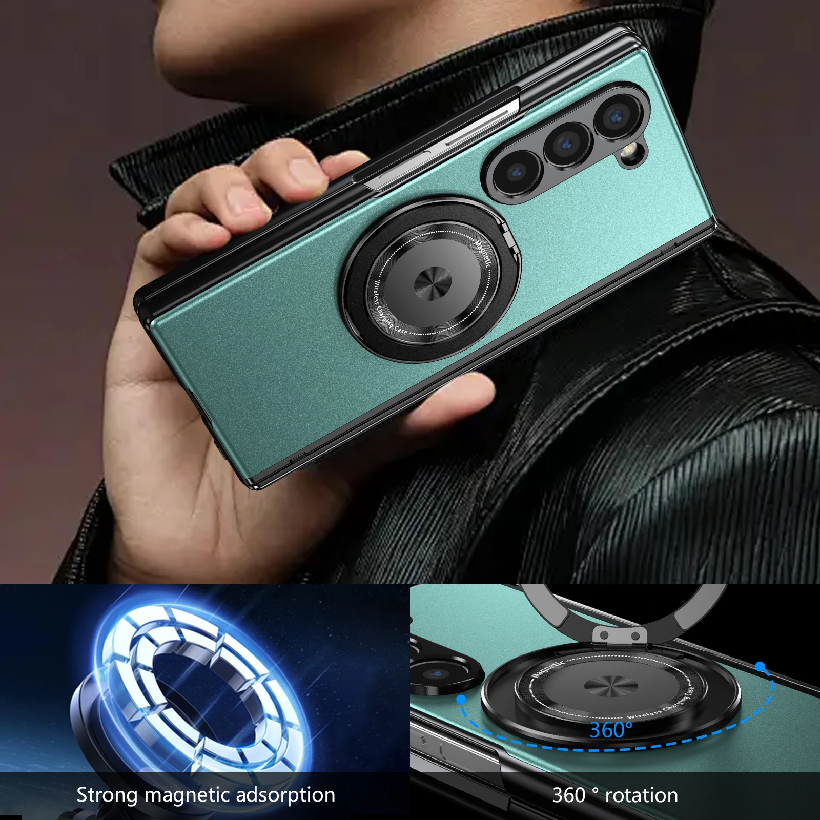 VIETAO Aluminum Alloy Plate PC Back Cover Z Fold 7 Phone Case With 360° Rotatable Magnet Metal Bracket For Galaxy Z Fold 7/6/5/4 - Image 6