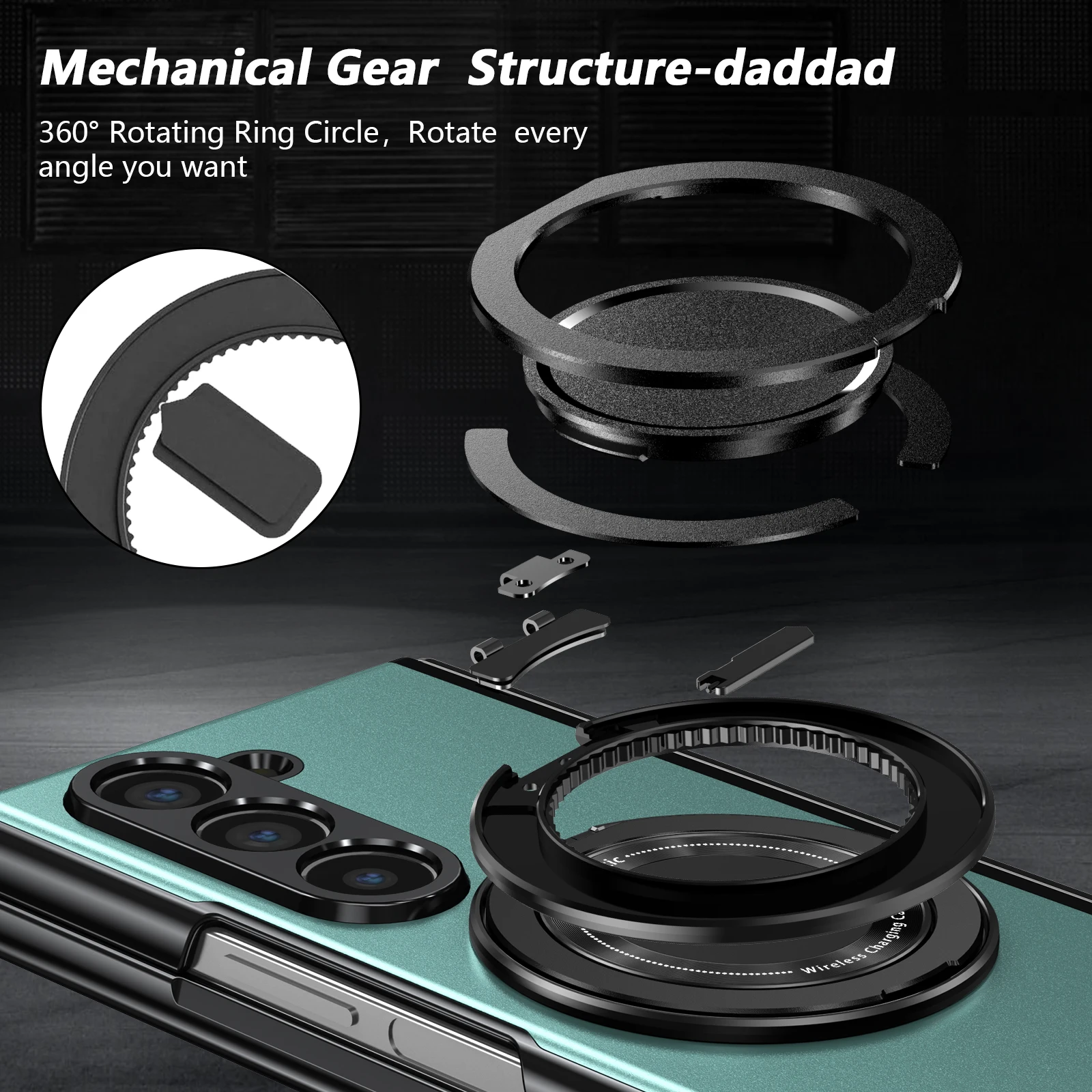 VIETAO Aluminum Alloy Plate PC Back Cover Z Fold 7 Phone Case With 360° Rotatable Magnet Metal Bracket For Galaxy Z Fold 7/6/5/4 - Image 4