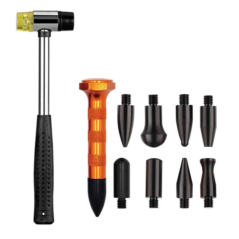 6/17Pcs Car Dent Repair Hooks Stainless Steel Push Rods Car Body Dent Removal Crowbar Kit Automotive Ding Hail Puller Set - Image 5