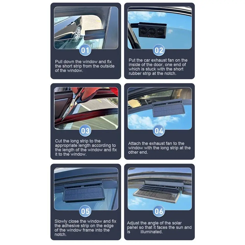 Solar Powered Car Radiator Cooling Fan With 3 Air Outlets Car Window Air Vent Fan USB Powered Auto Ventilation Fan For All Cars - Image 5
