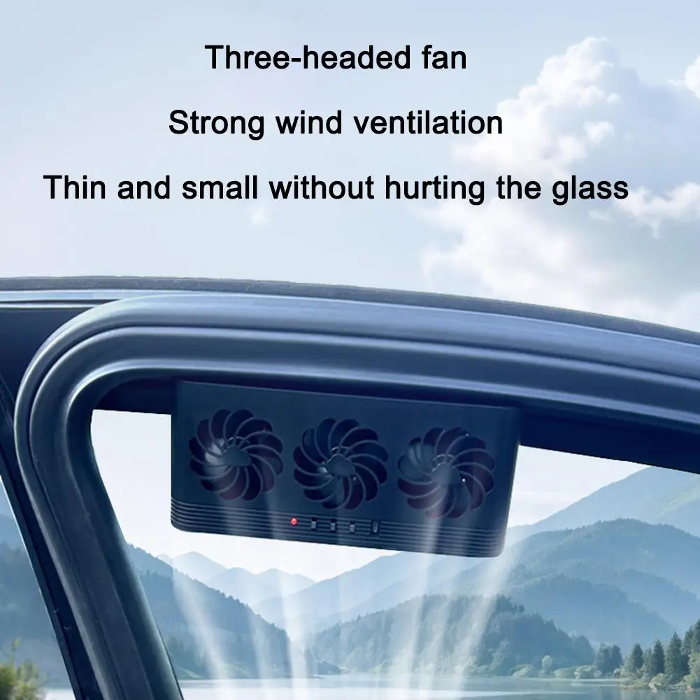 Solar Powered Car Radiator Cooling Fan With 3 Air Outlets Car Window Air Vent Fan USB Powered Auto Ventilation Fan For All Cars - Image 4