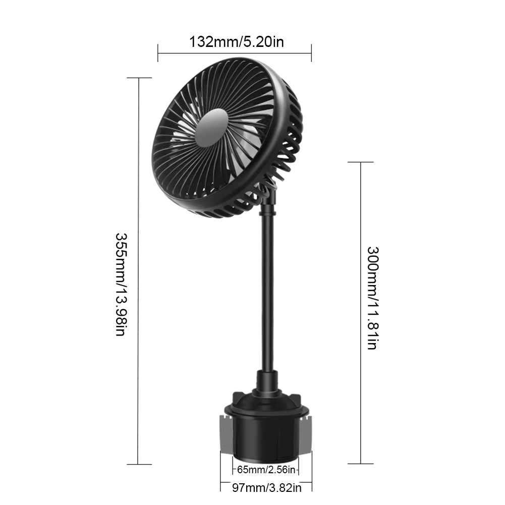 USB Powerful Quiet Car Cooling Fan Rotatable Portable Car Cup Holder Fan for Car Van Truck SUV RV - Image 6