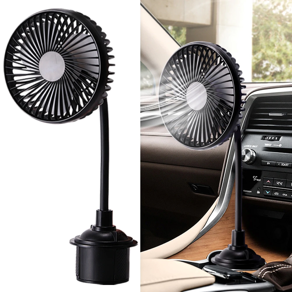 USB Powerful Quiet Car Cooling Fan Rotatable Portable Car Cup Holder Fan for Car Van Truck SUV RV - Image 2