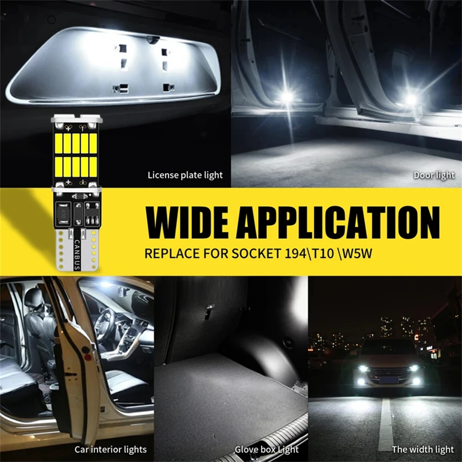 2/6/10/20/30 Pcs T10 W5W Led Canbus 168 194 Car Lights 6000K No Error 26SMD For Car Reverse Interior Accessories Lamps Tail IP67 - Image 6
