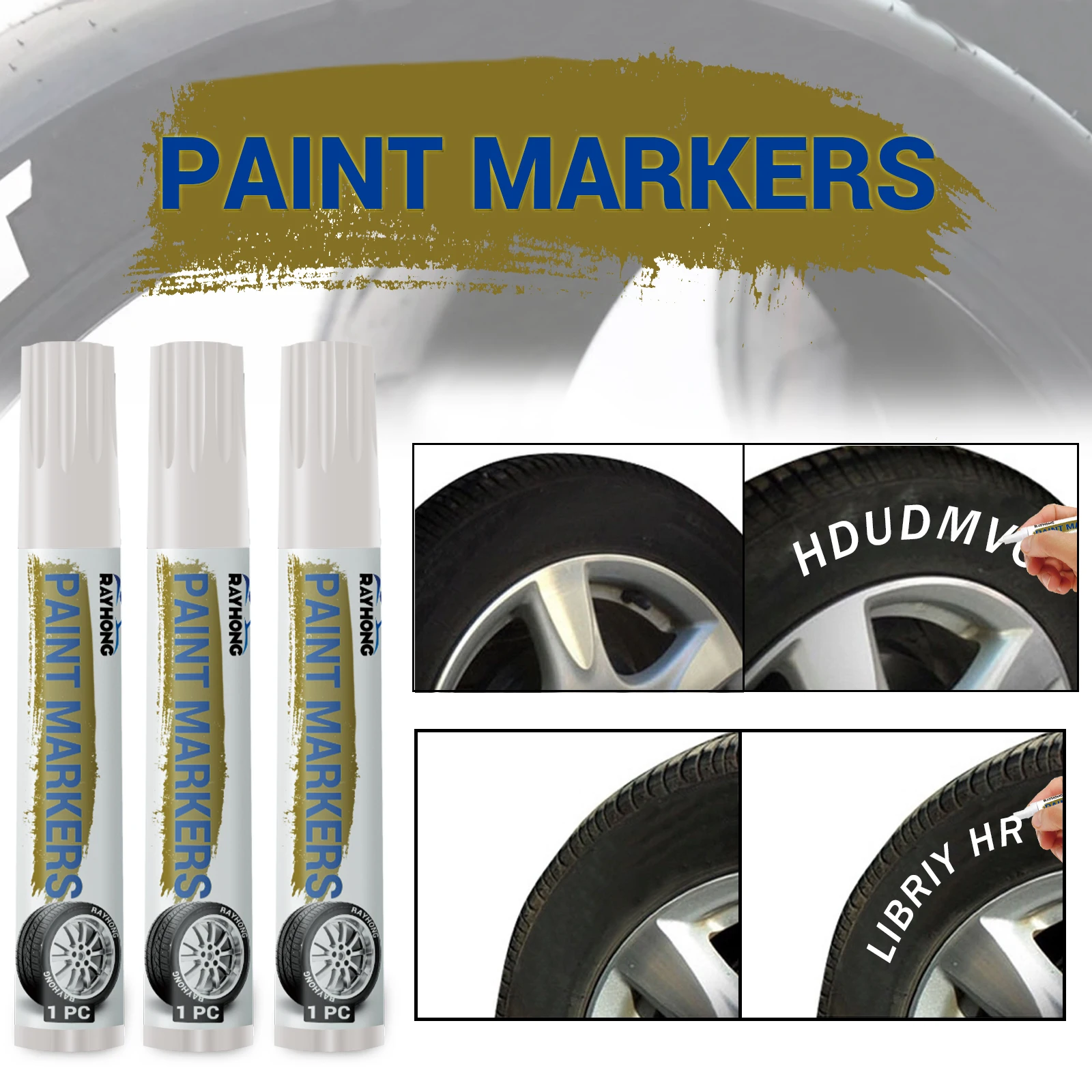 White Waterproof Cars Wheel Tire Oily Mark Pen Auto Rubber Tyre Paint Pen Cd Metal Permanent Paint Marker Graffiti Touch Up - Image 5