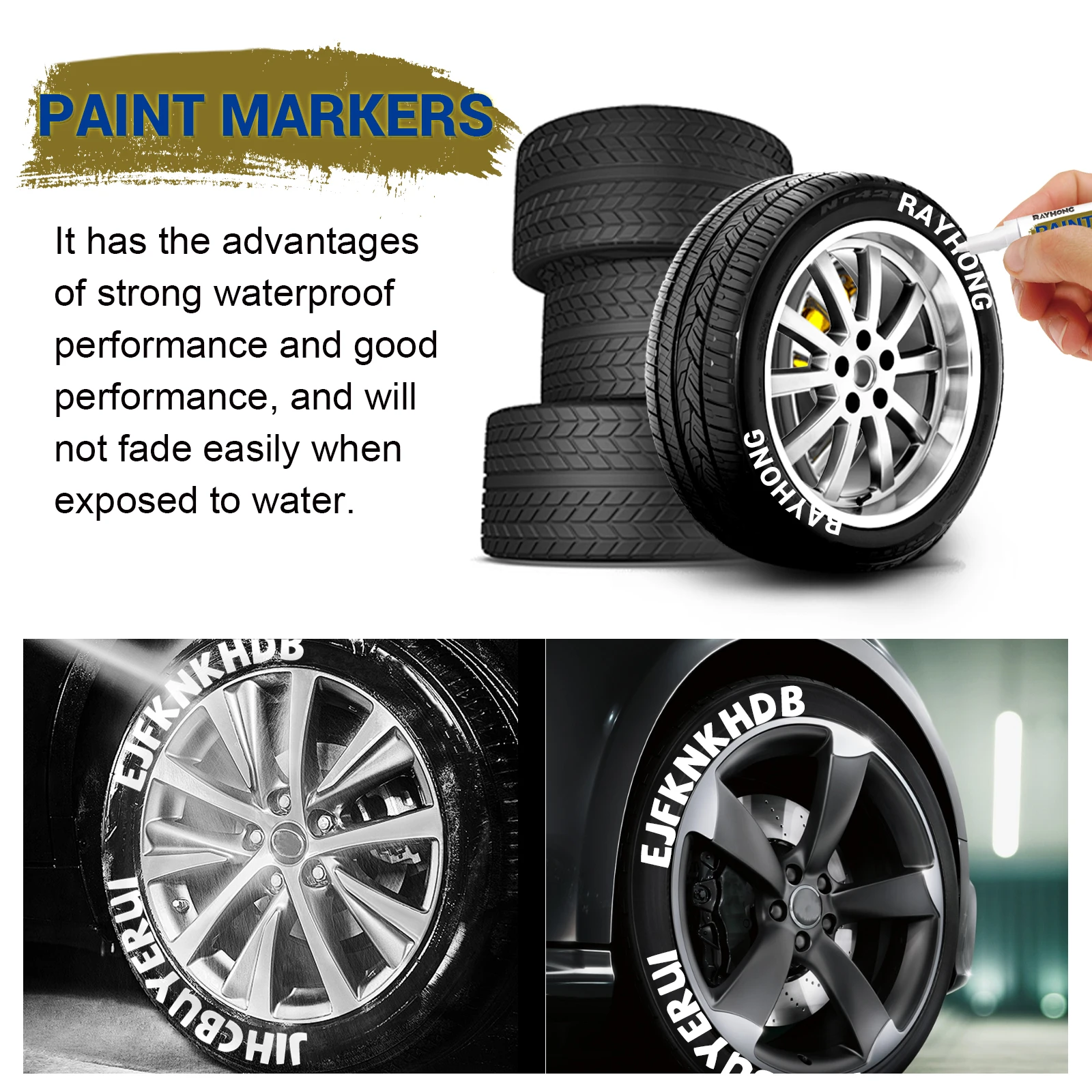White Waterproof Cars Wheel Tire Oily Mark Pen Auto Rubber Tyre Paint Pen Cd Metal Permanent Paint Marker Graffiti Touch Up - Image 3