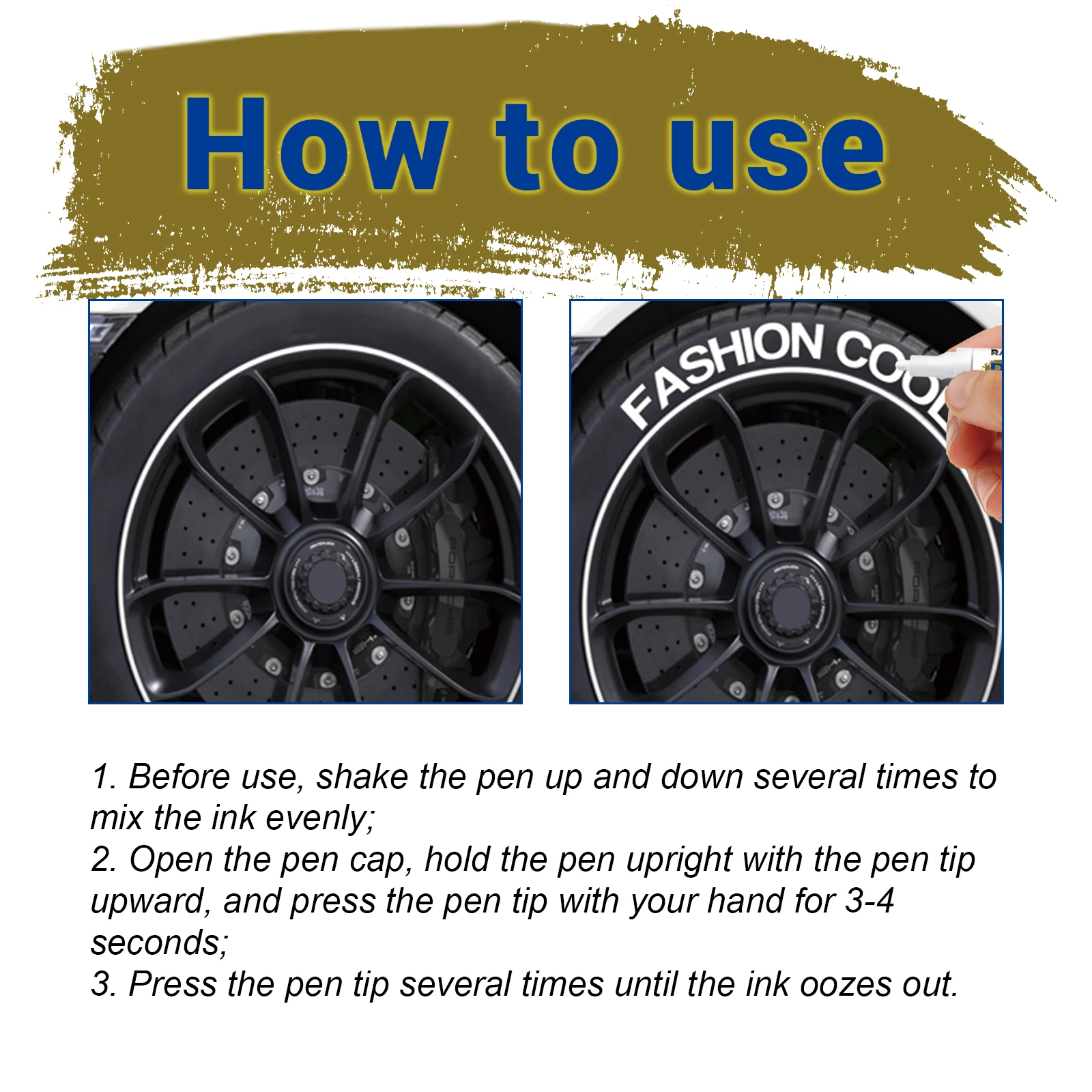 White Waterproof Cars Wheel Tire Oily Mark Pen Auto Rubber Tyre Paint Pen Cd Metal Permanent Paint Marker Graffiti Touch Up - Image 6