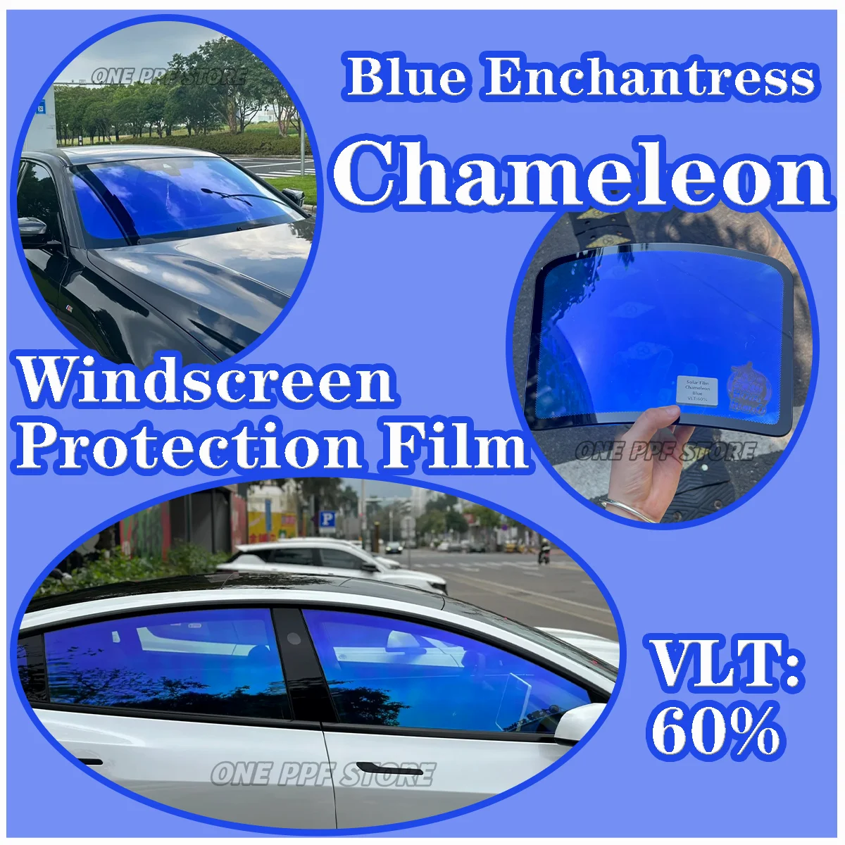 Width50/76/100cm 60% Blue Chameleon Film Car Window Color Chanage Tint Glass Sticker Solar Decorative Protective Foils - Image 2