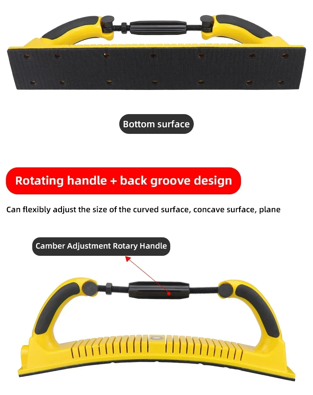 Dry grinding hand push board car putty grey hand planer adjustable concave and convex plane hand grinding block body repair tool - Image 3
