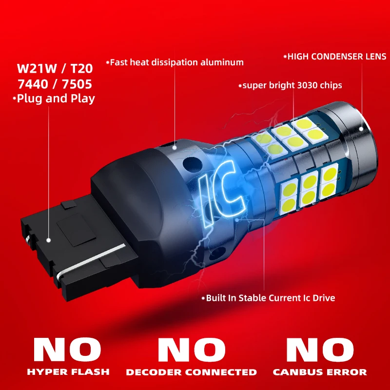 2pcs Car W21/5W LED Blub Daytime Running Light W21W 7443 7440 DRL For Mazda 2 DL DJ 3 BP BT-50 CX-30 CX-5 KF CX-9 MX-5 RF Targa - Image 5