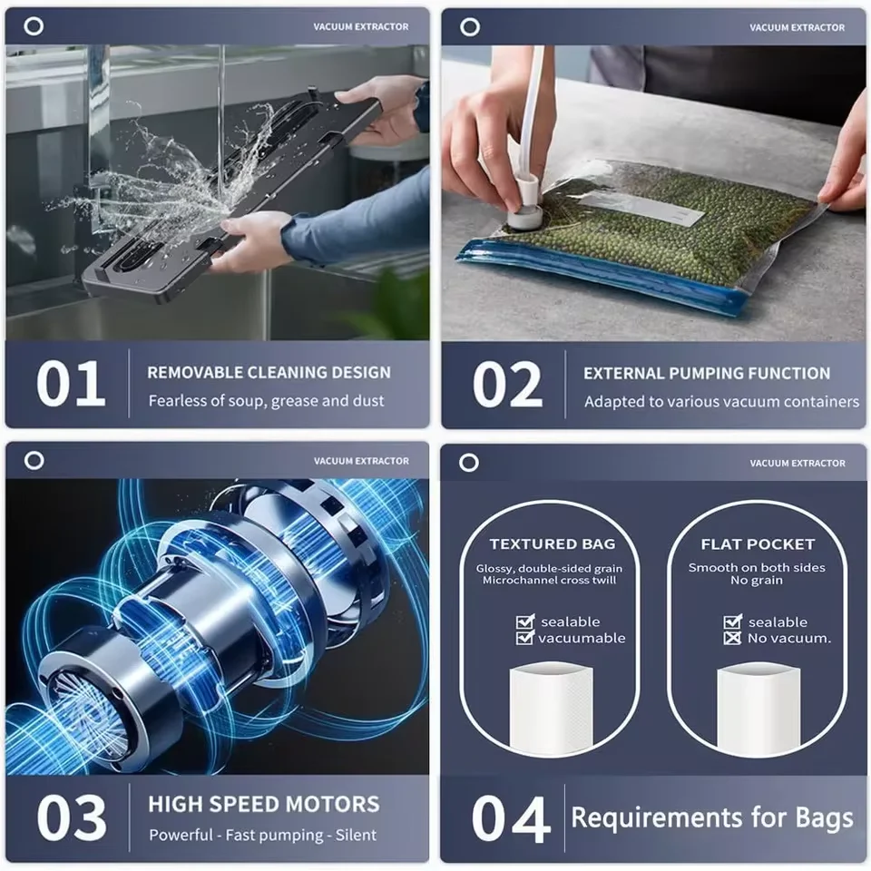 Electric Vacuum Sealer Food Storage Seal Touch Button Dry/Wet Built-in Cutter Kitchen Food Sealing Vacuum packaging machine - Image 5