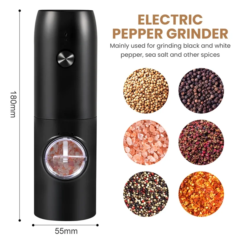 Rechargeable Electric Salt And Pepper Grinder Set with Charging Base Stainless Steel Automatic Salt Pepper Grinder Spice Mill - Image 3