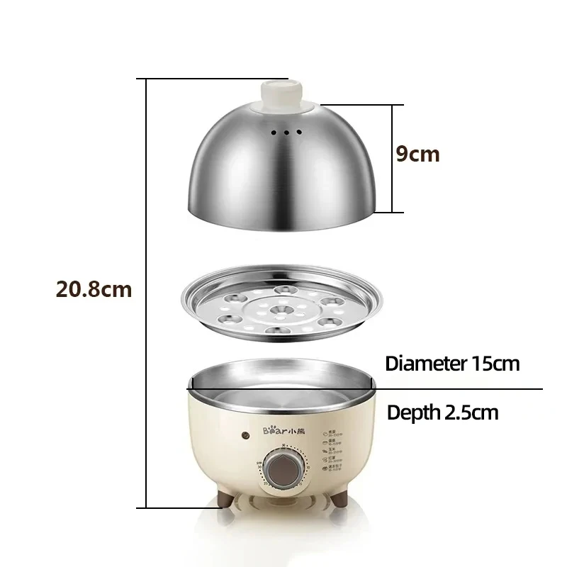 360W Electric Egg Boiler Breakfast Machine Multicooker Steamer Automatic Egg Cookers Home Egg Custard Steaming Cooker with Timer - Image 6