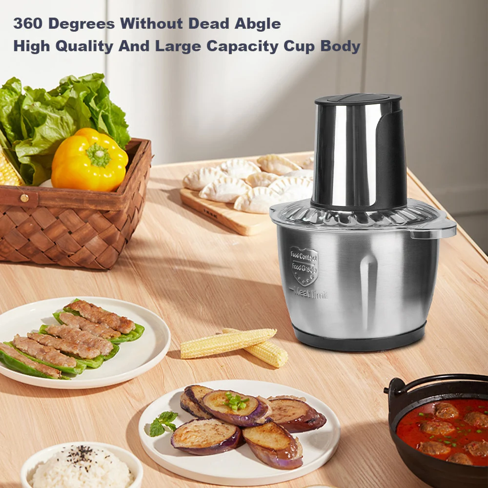 2 Speeds Electric Chopper Meat Grinder Stainless Steel Mincer Food Processor Kitchen Slicer Egg Beater Garlic Vegetable - Image 4