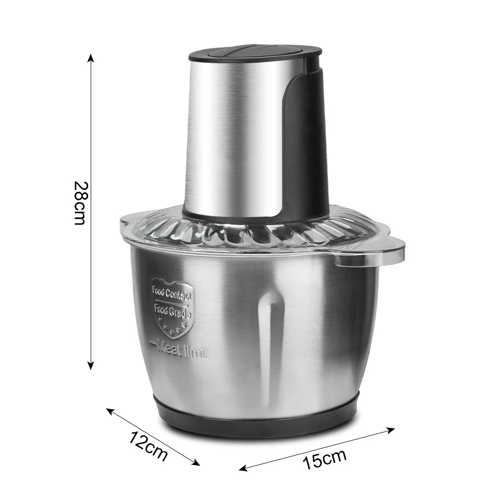 2 Speeds Electric Chopper Meat Grinder Stainless Steel Mincer Food Processor Kitchen Slicer Egg Beater Garlic Vegetable - Image 6