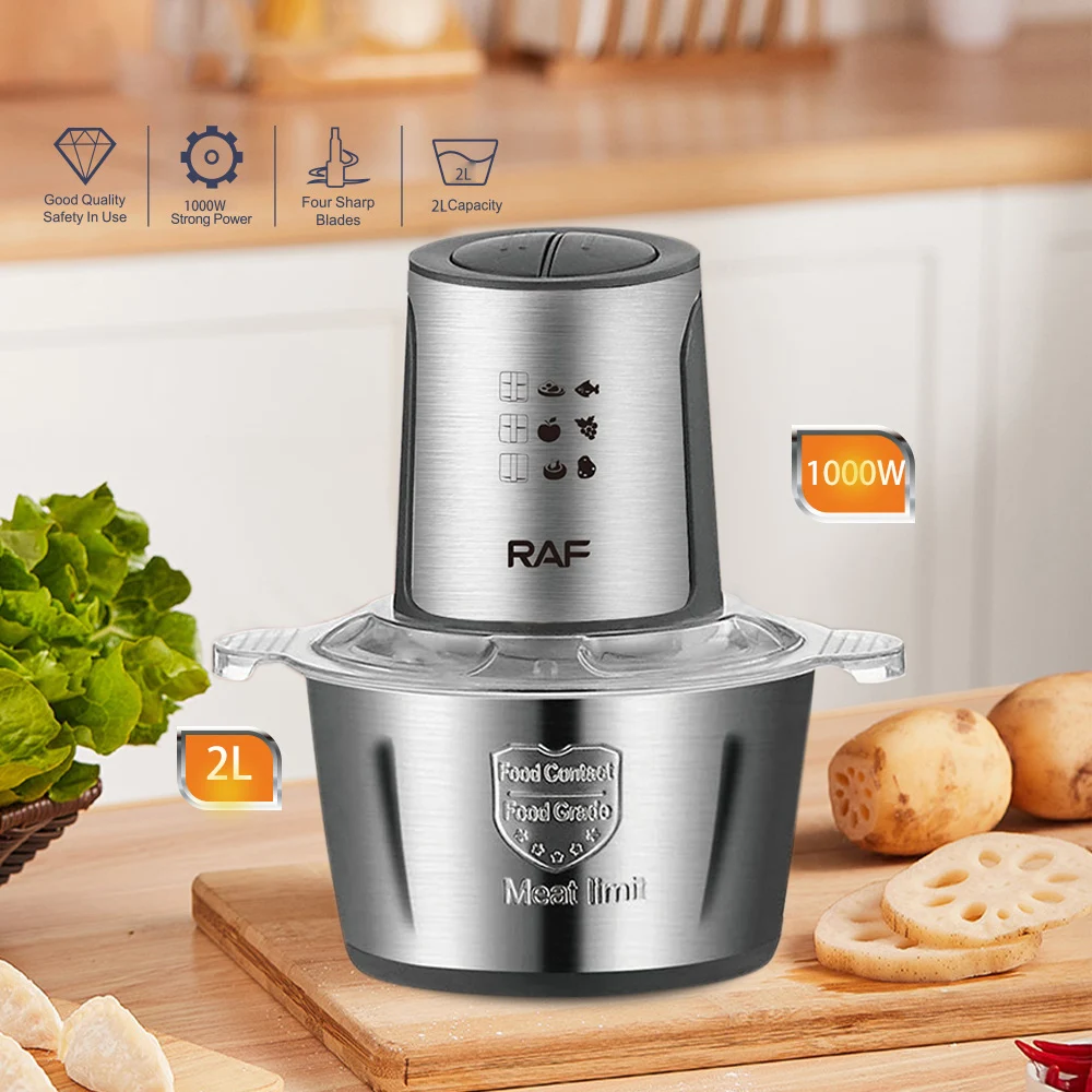 2 Speeds Electric Chopper Meat Grinder Stainless Steel Mincer Food Processor Kitchen Slicer Egg Beater Garlic Vegetable