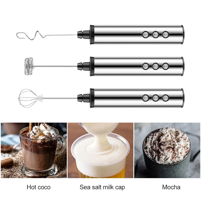 3 In 1 Milk Frothers Electric Handheld Blender With USB Electrical Mini Coffee Maker Whisk Mixer For Coffee Cappuccino Cream - Image 4