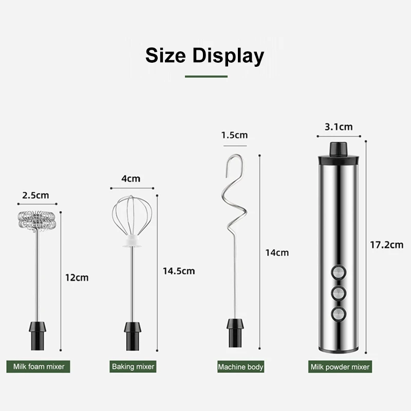 3 In 1 Milk Frothers Electric Handheld Blender With USB Electrical Mini Coffee Maker Whisk Mixer For Coffee Cappuccino Cream - Image 6