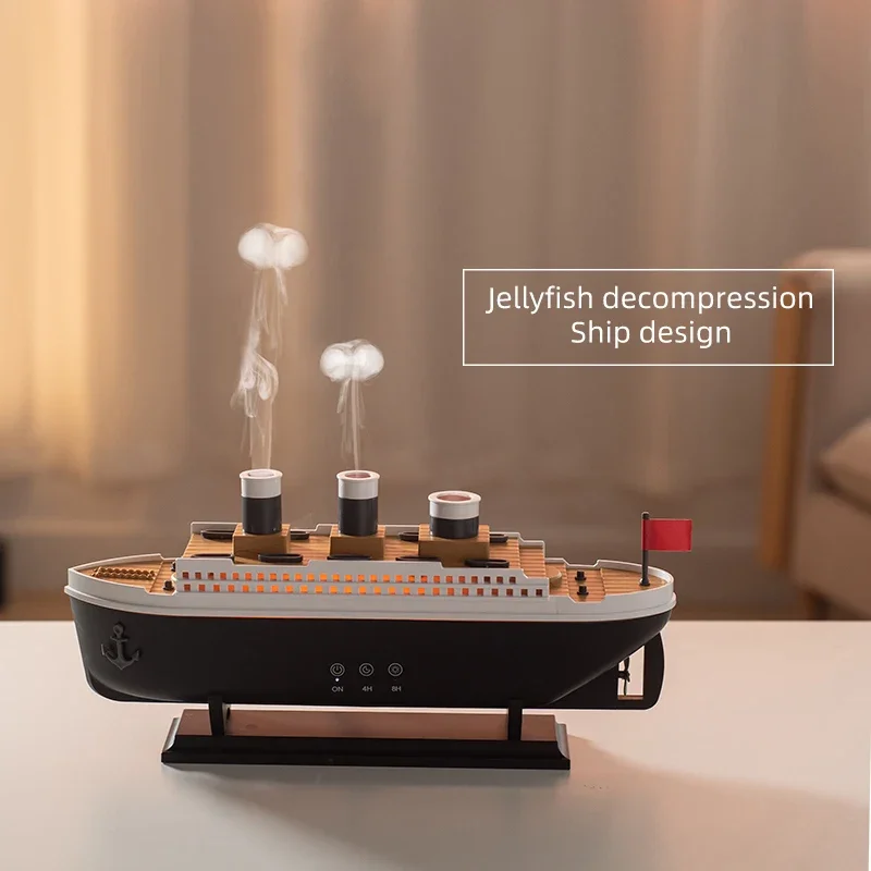 Titanic Ship Model Air Humidifier Home 250ml Remote Control Essential Oil Jellyfish Smoke Ring Spray Aroma Diffuser Humidifiers - Image 5