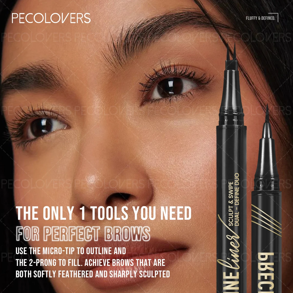 1PC 2 Forks Eyebrow Pencil Dual-Ended Artist Ultra-Fine Waterproof & Sweatproof, Natural 3D Wild Brow Look, - Image 2