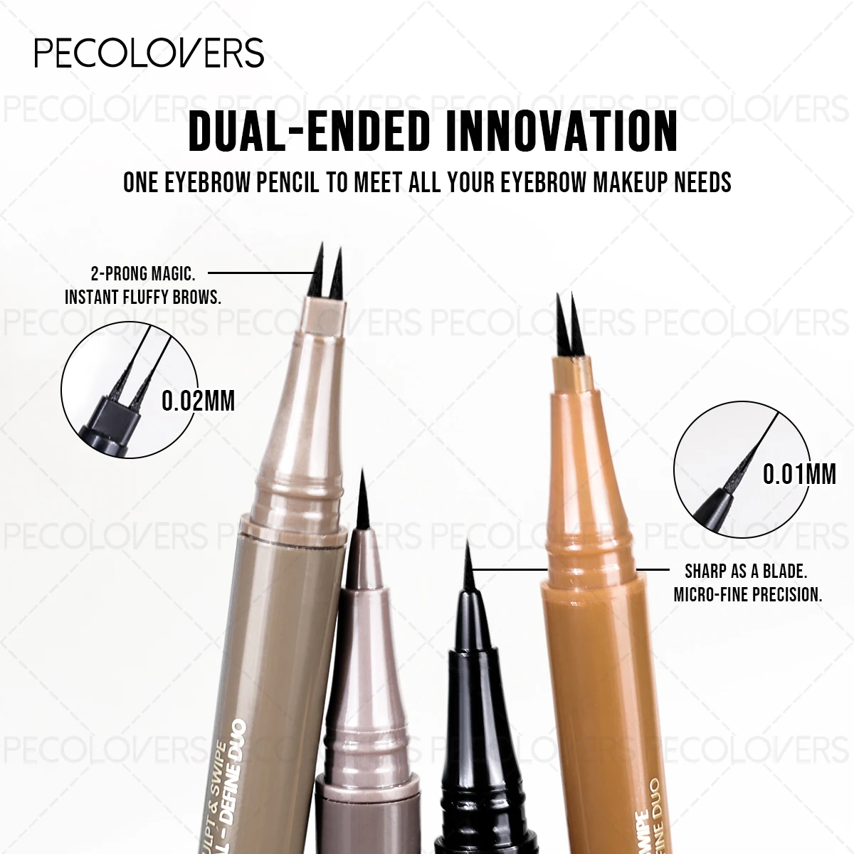 1PC 2 Forks Eyebrow Pencil Dual-Ended Artist Ultra-Fine Waterproof & Sweatproof, Natural 3D Wild Brow Look, - Image 3