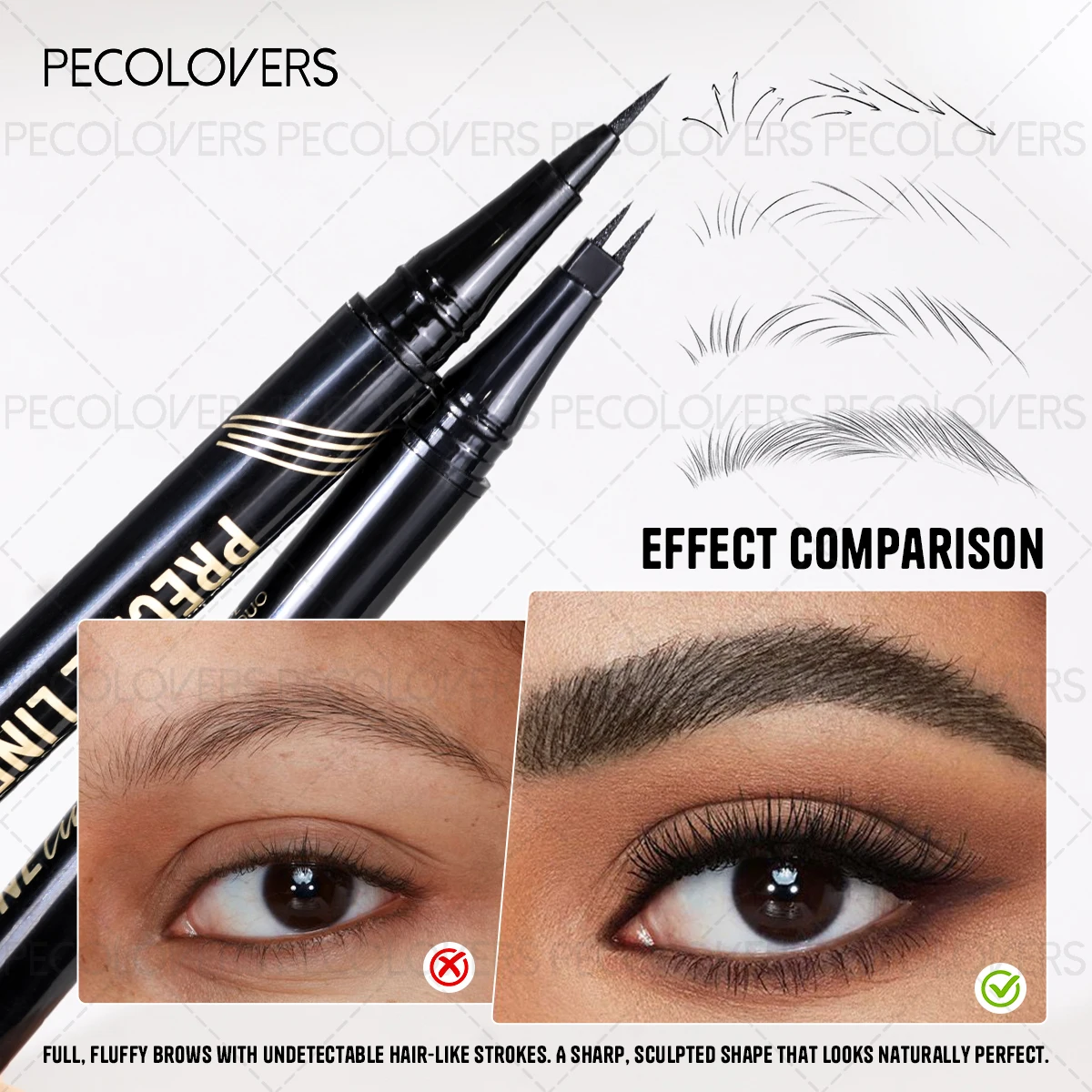 1PC 2 Forks Eyebrow Pencil Dual-Ended Artist Ultra-Fine Waterproof & Sweatproof, Natural 3D Wild Brow Look, - Image 6
